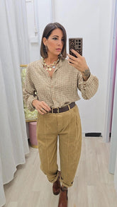 Camicia Quadretti Beige